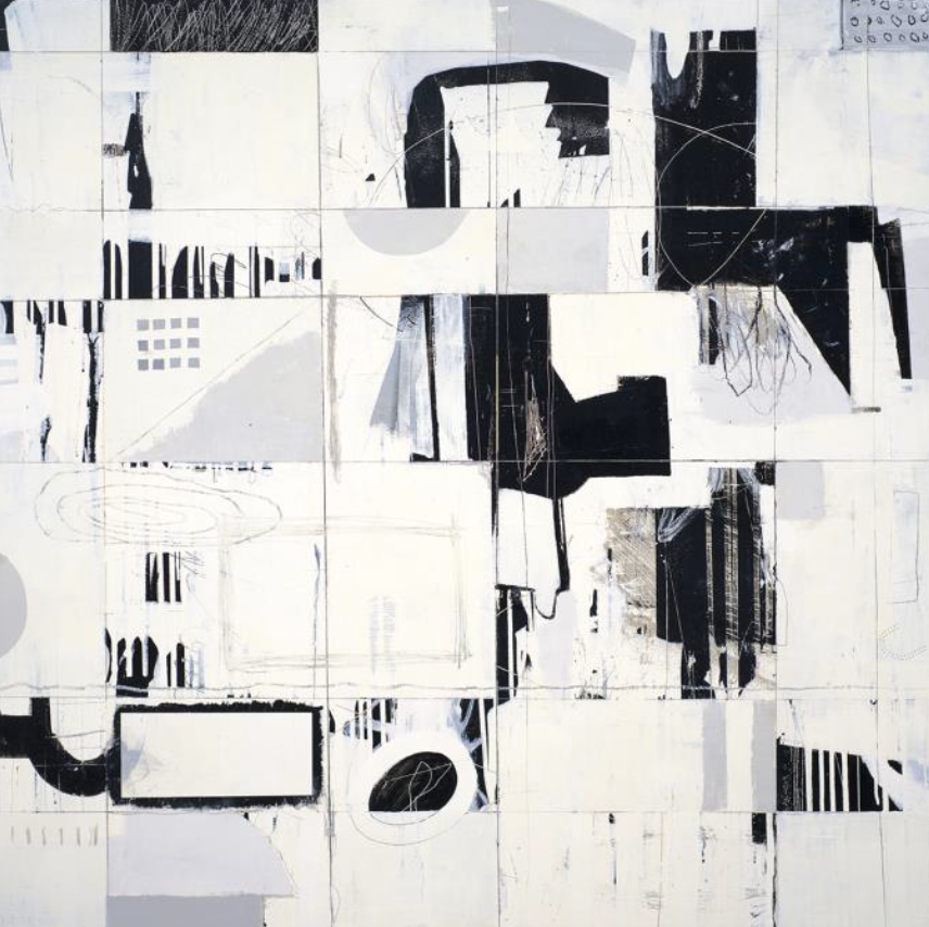 Abstract black and white geometric painting with rectangular shapes. Abstract black and white geometric painting with rectangular shapes.