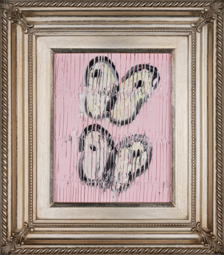Abstract art with butterfly-like shapes on a pink background. Abstract art with butterfly-like shapes on a pink background.