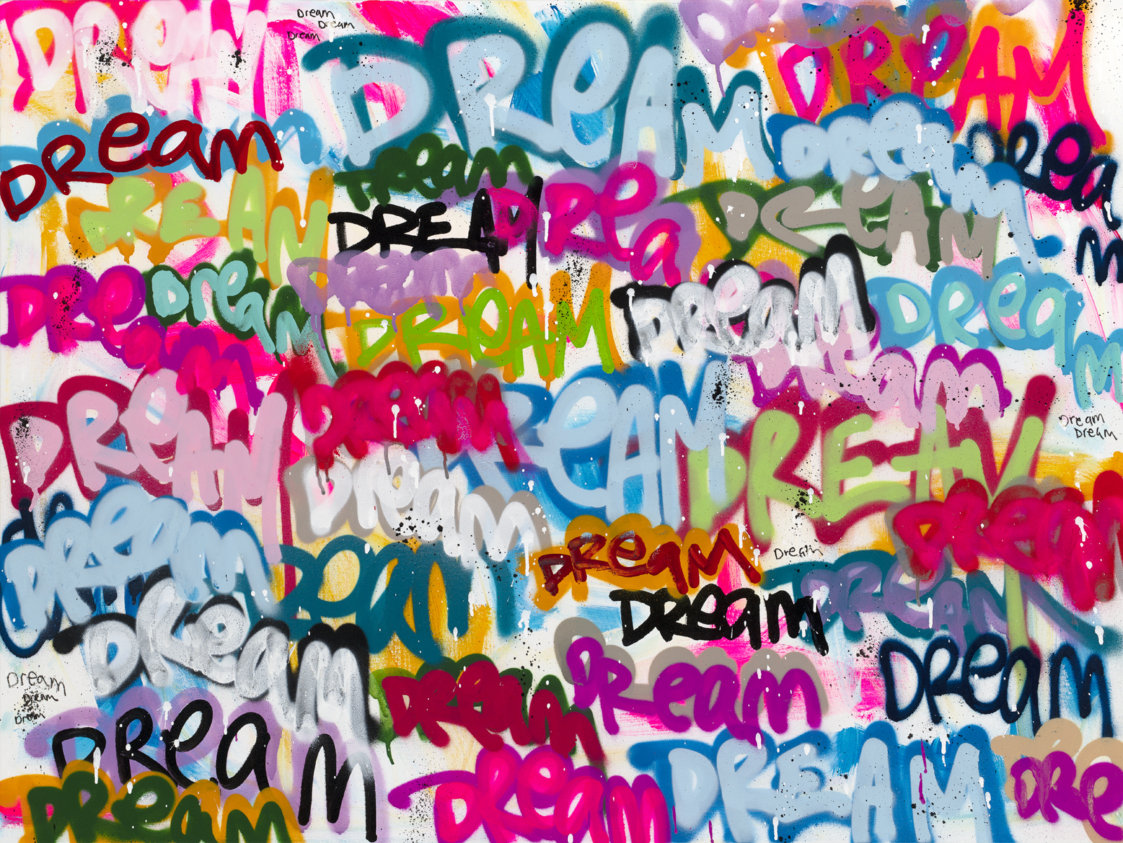 Colorful graffiti art with the word ‘dream’ repeated in various styles and colors. Colorful graffiti art with the word 'dream' repeated in various styles and colors.