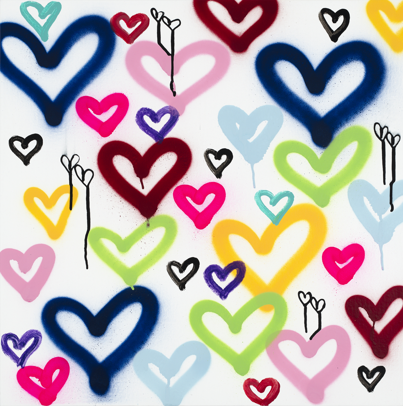 Colorful hearts pattern with various shades and styles on white background. Colorful hearts pattern with various shades and styles on white background.