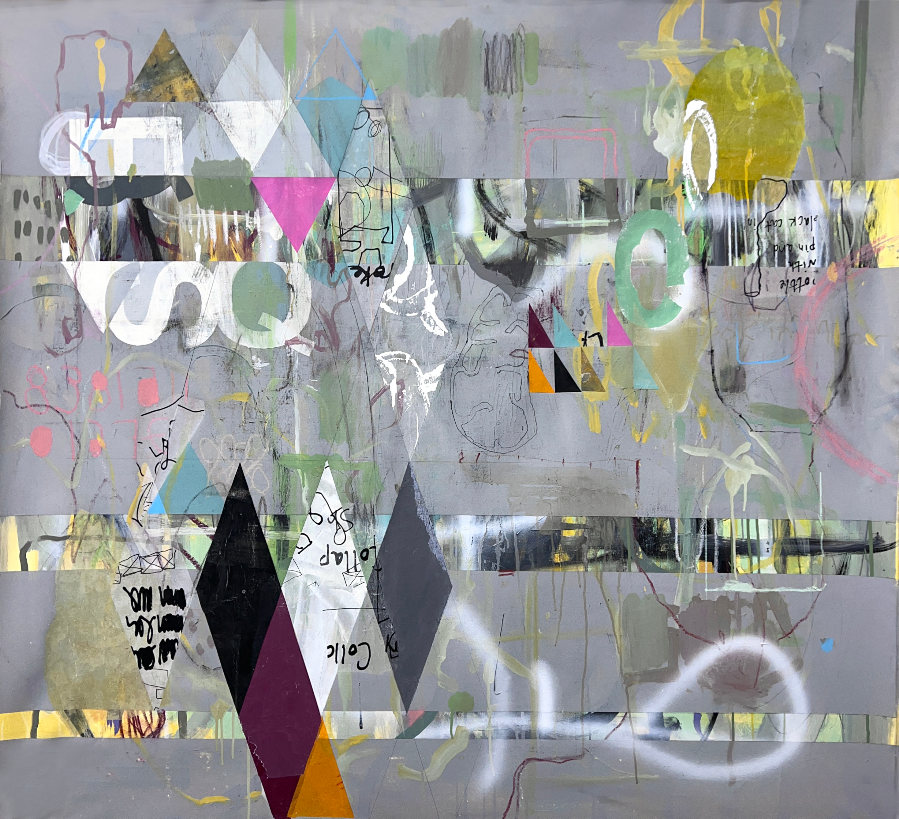 Abstract artwork with geometric shapes and muted colors. Abstract artwork with geometric shapes and muted colors.