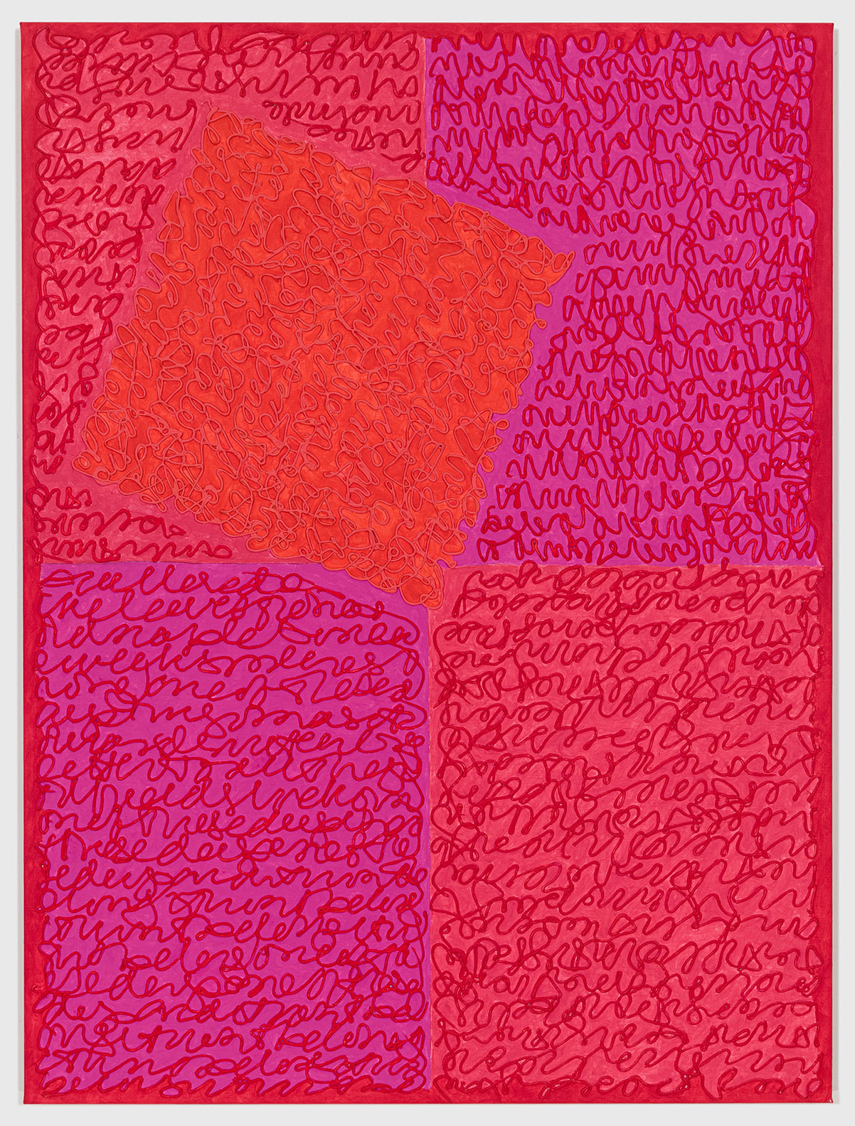 Abstract geometric painting with red and pink rectangles. Abstract geometric painting with red and pink rectangles.
