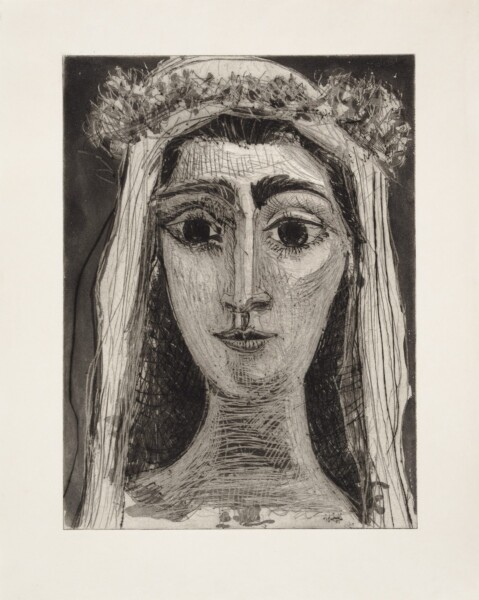 Jacqueline en mariée, de face